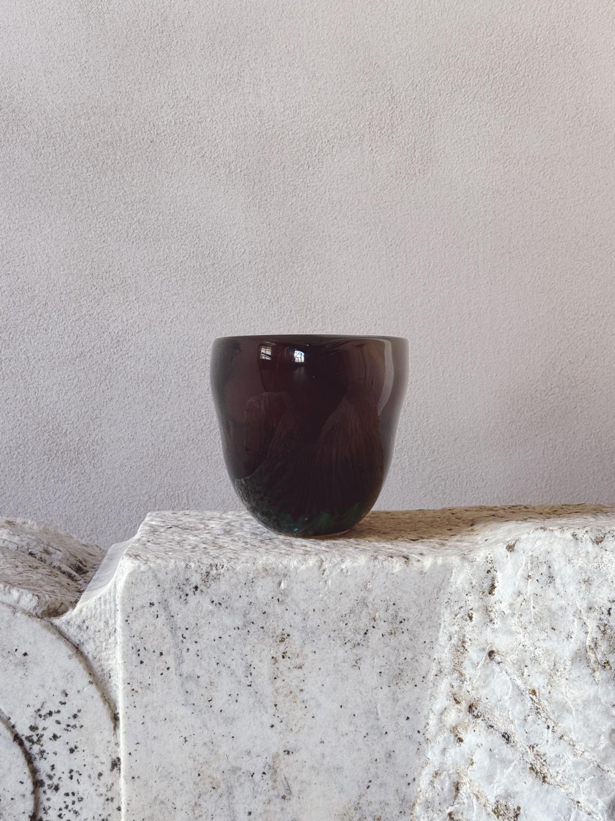 1960s Large Flavio Poli Triple Sommerso Bowl in Brown, Green & Yellow