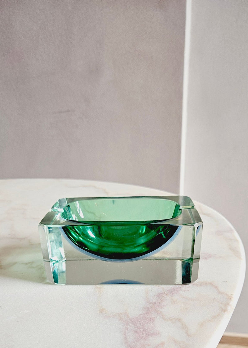 1960s Green Rectangular Murano Glass 'Ripley' Ashtray