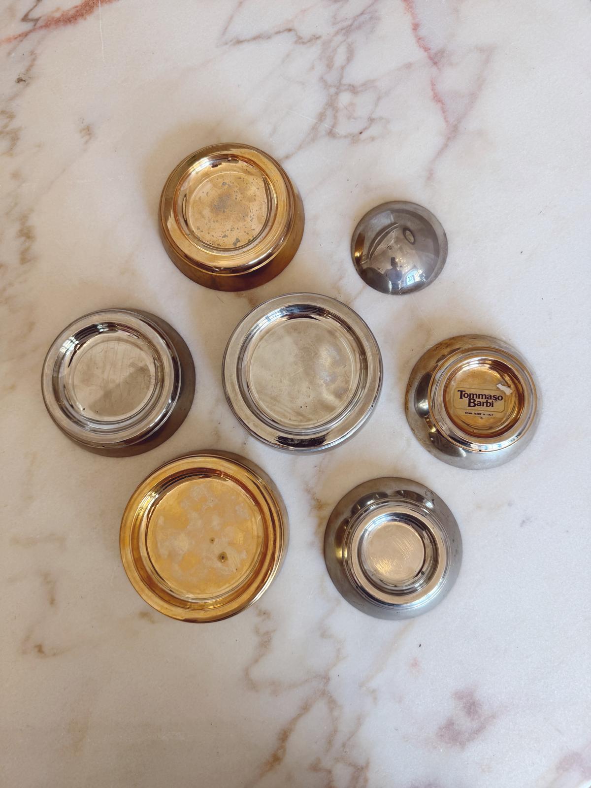 1970s Tommaso Barbi Brass & Silver Egg (Bowls)