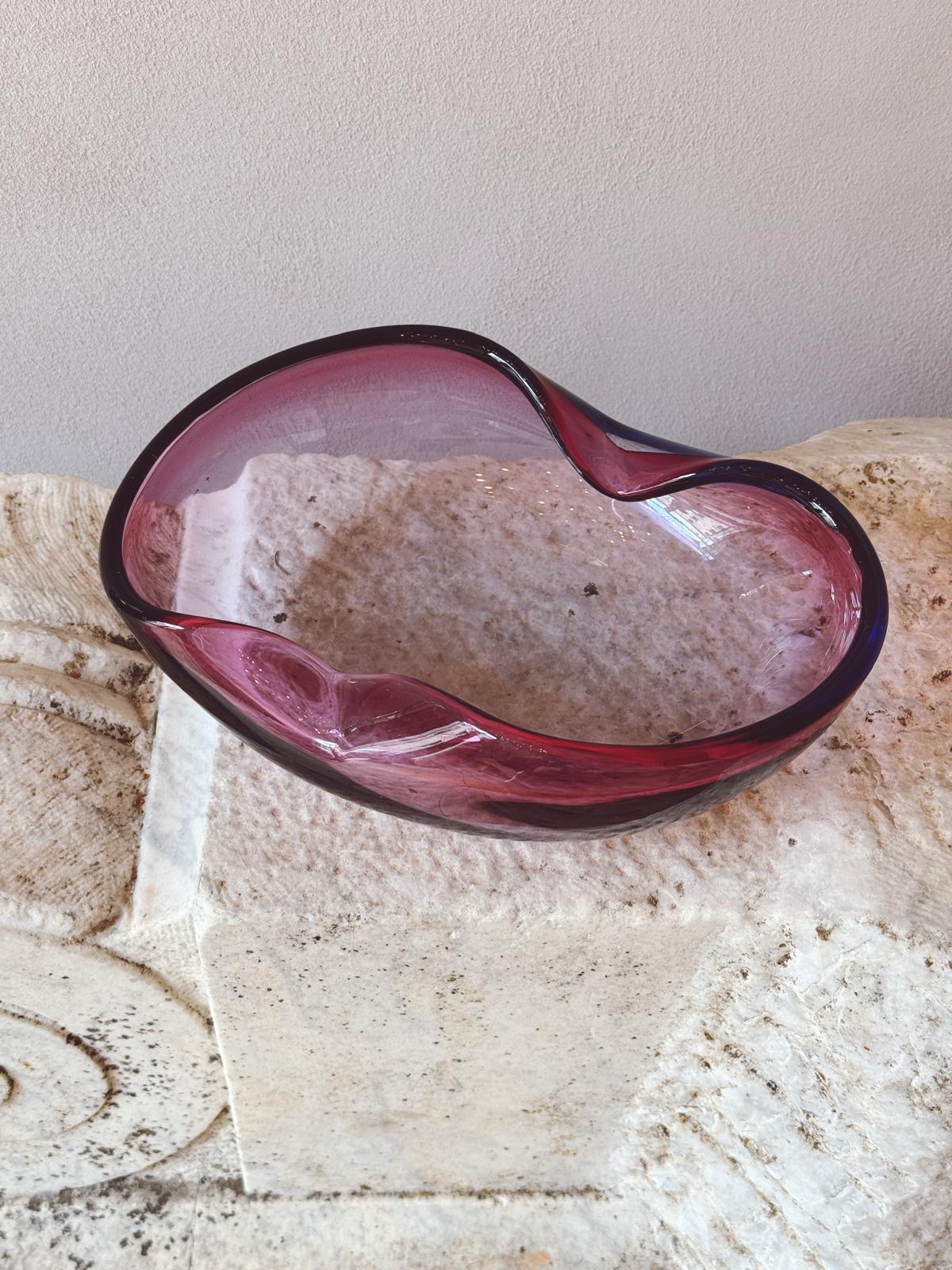 1970s Large Purple Murano Glass Bowl - Signed Archimede Seguso