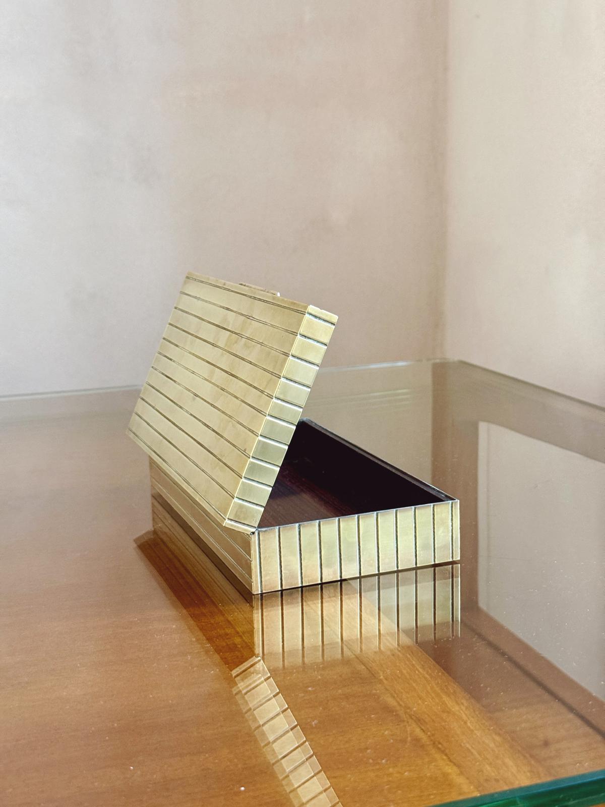 1970s Brass Desk Box with horizontal stripes