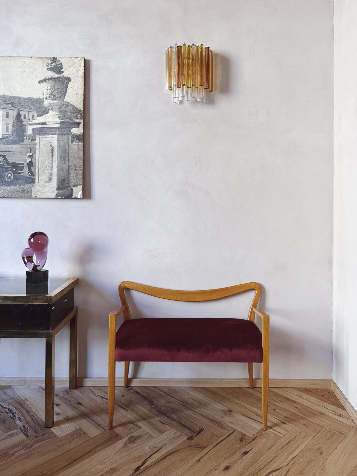Pair of 1940s Guglielmo Ulrich Chairs in Burgundy Velvet
