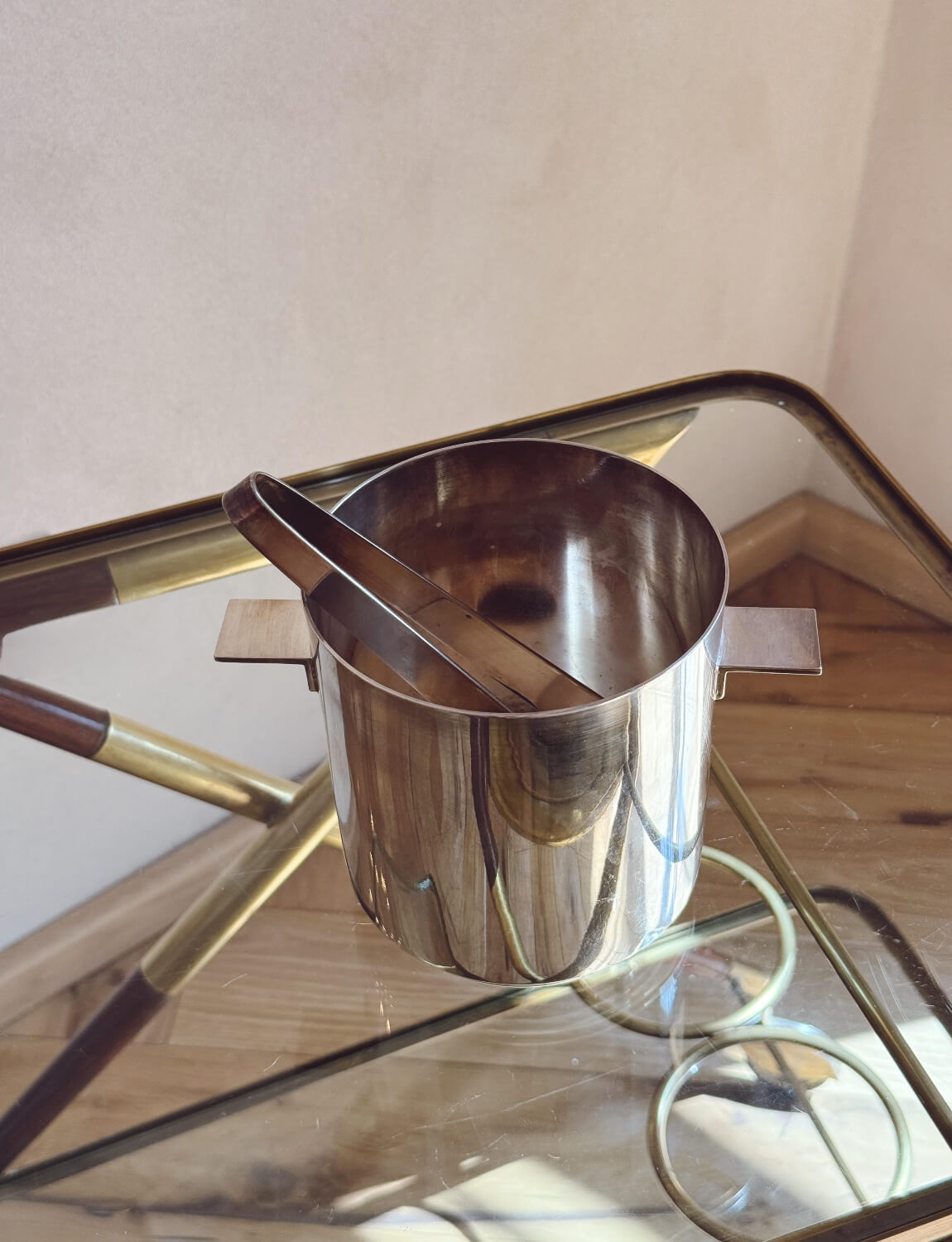 1960s Christofle ice bucket with tongs