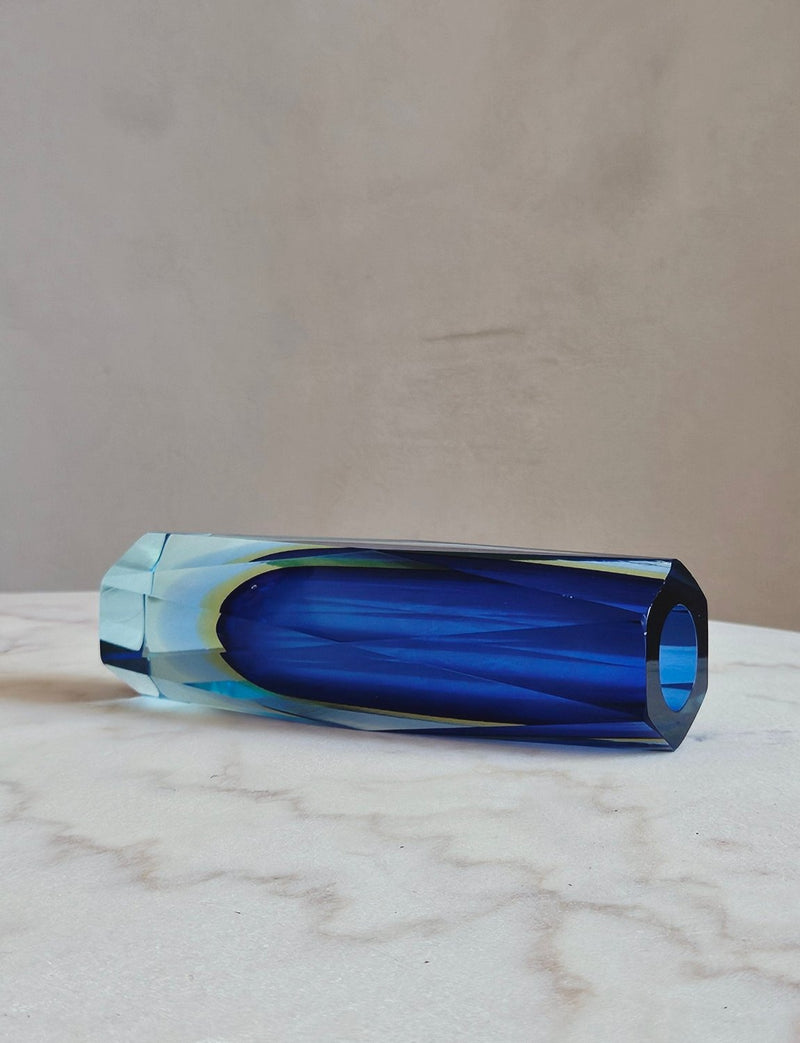 1960s Blue Triple Sommerso Mandruzzato Vase