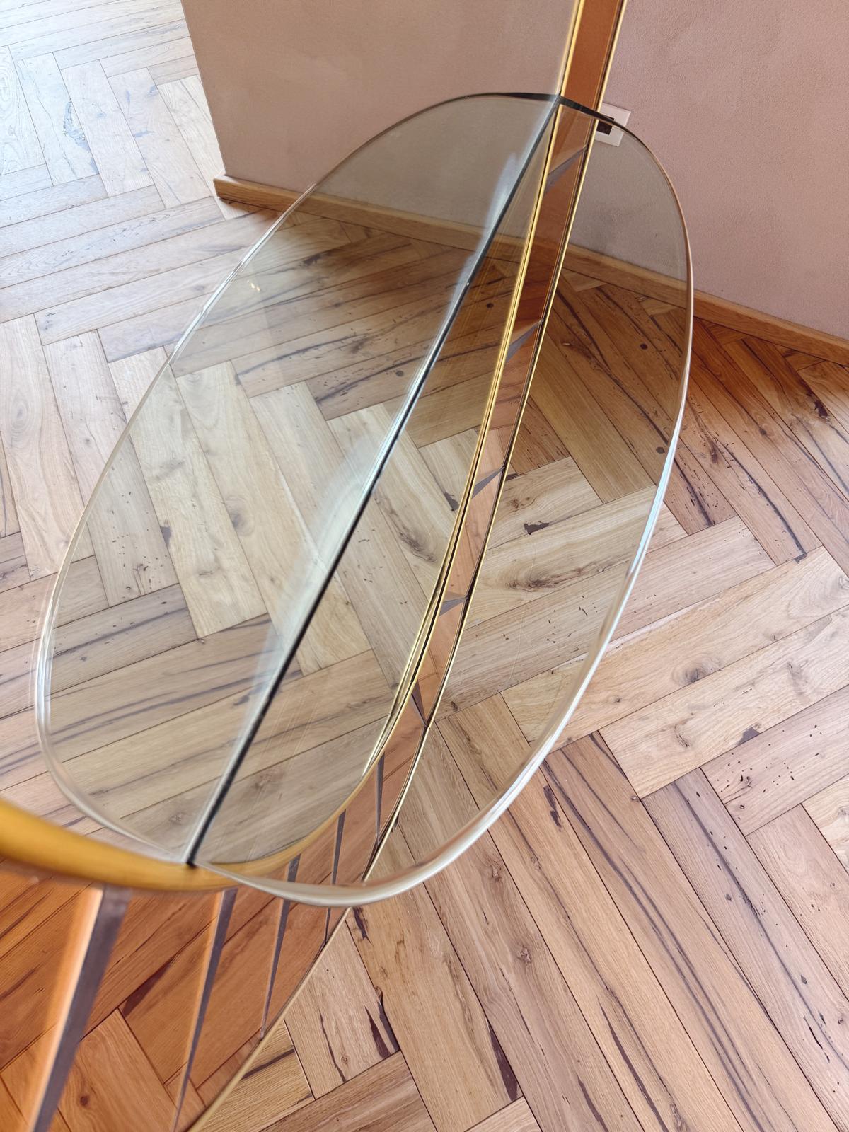 1960s Rose Glass Crystal Art Floor Length Mirror