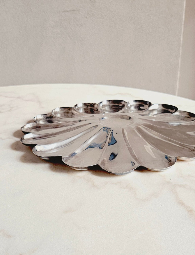 1970s Silver-plated Italian Flower Plate