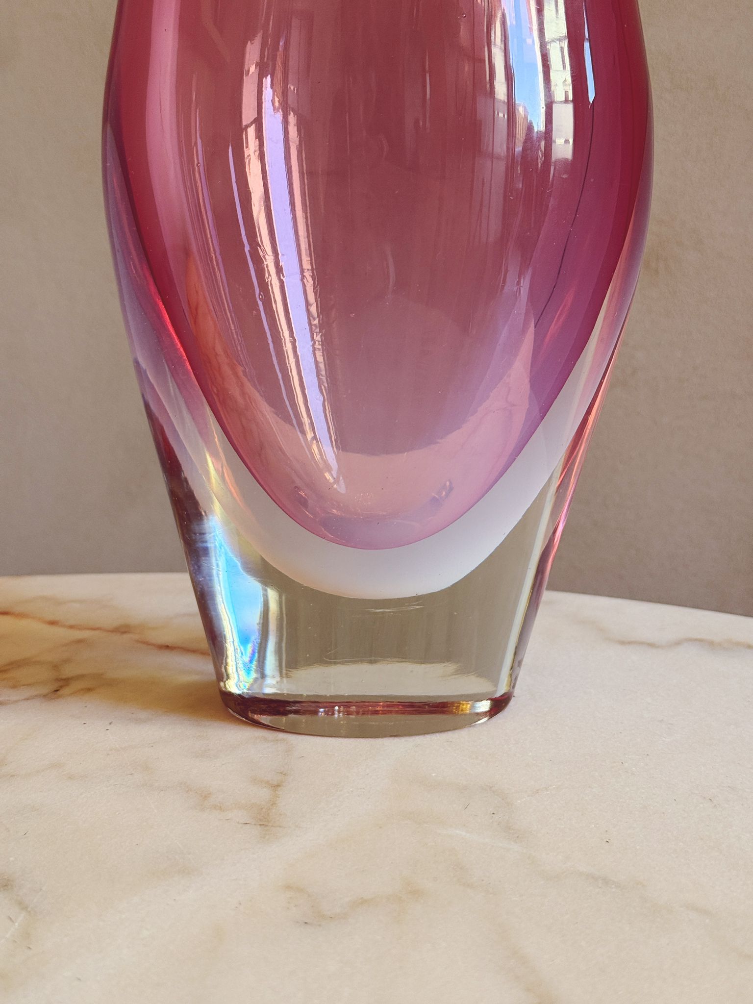 1960s Large Pink Flavio Poli Sommerso Vase