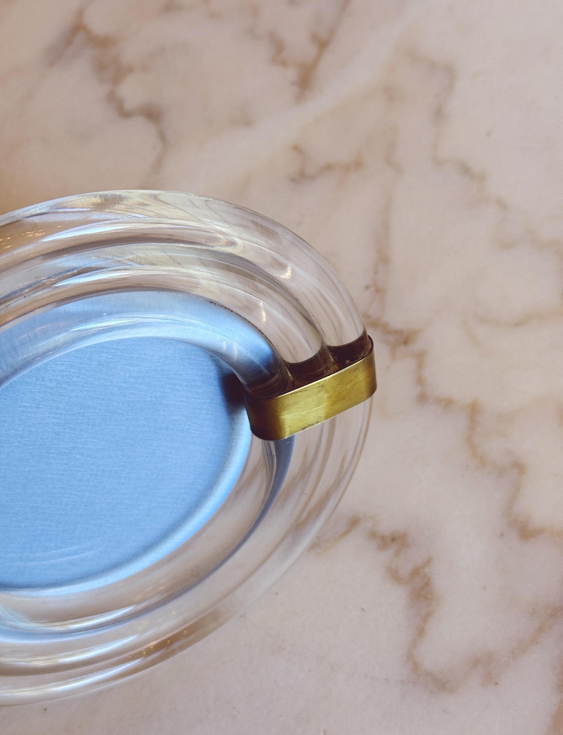 1950s Round Plexiglass & Brass Photo Frame