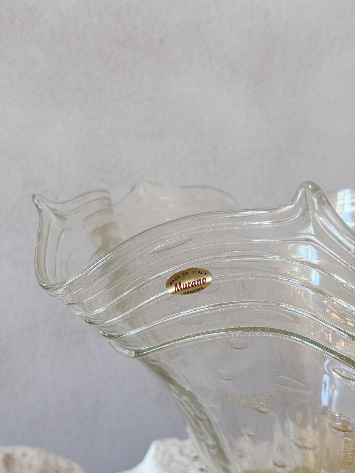 1960s Murano Glass Gold & Transparent Fluted Centrepiece