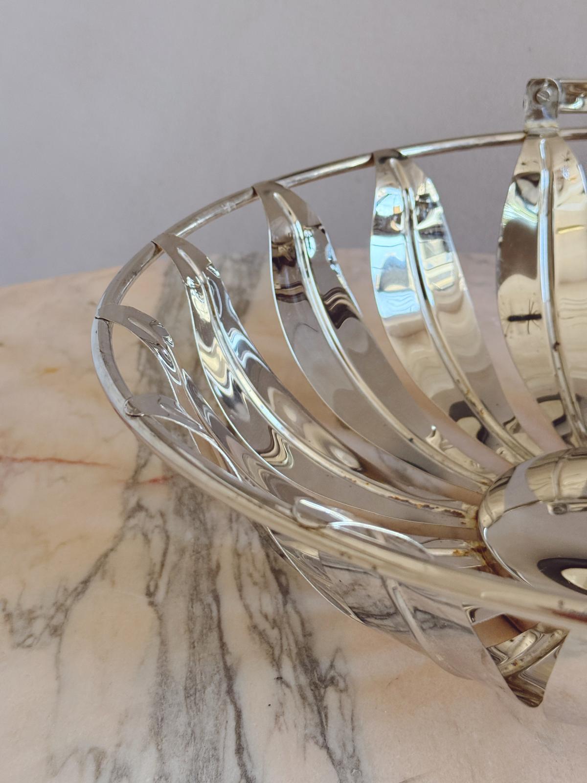 1970s Large Metal Leaf Display Basket