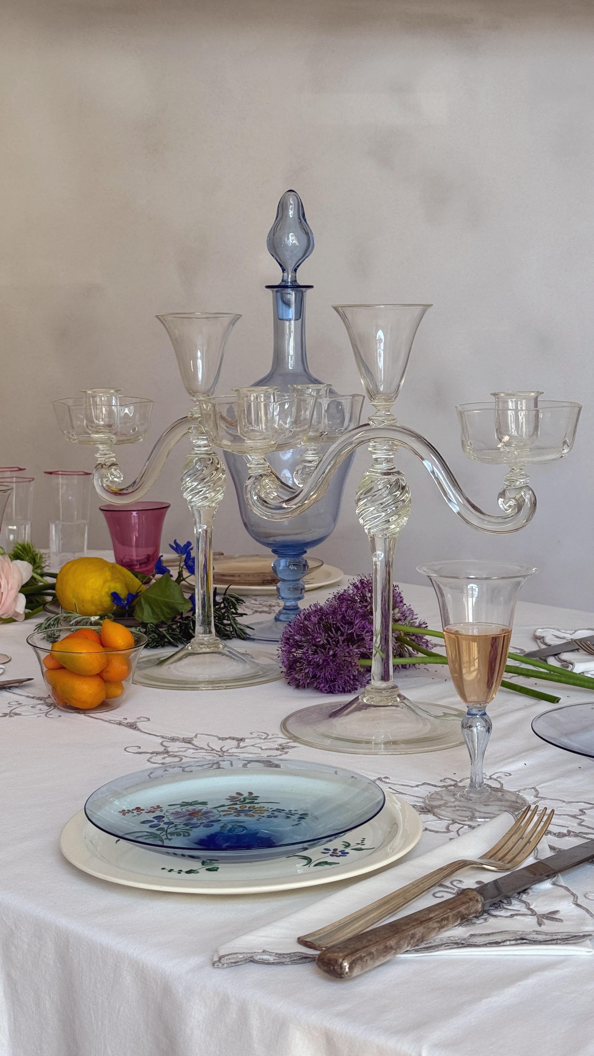 Pair of Hand-Blown Murano Glass Candelabra by Pauly & Co, 1940s