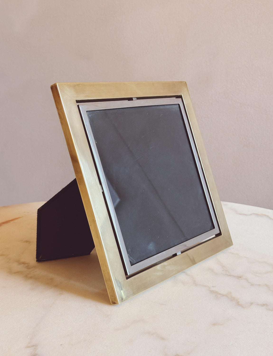 1970s Brass and Chrome Barbi Photo Frame