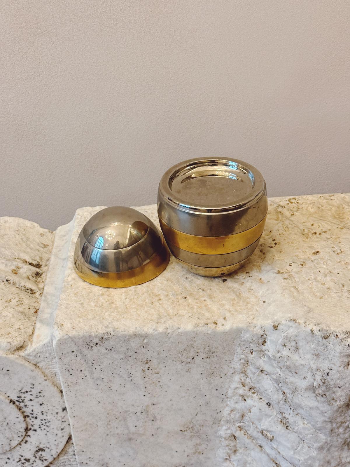 1970s Tommaso Barbi Brass & Silver Egg (Bowls)