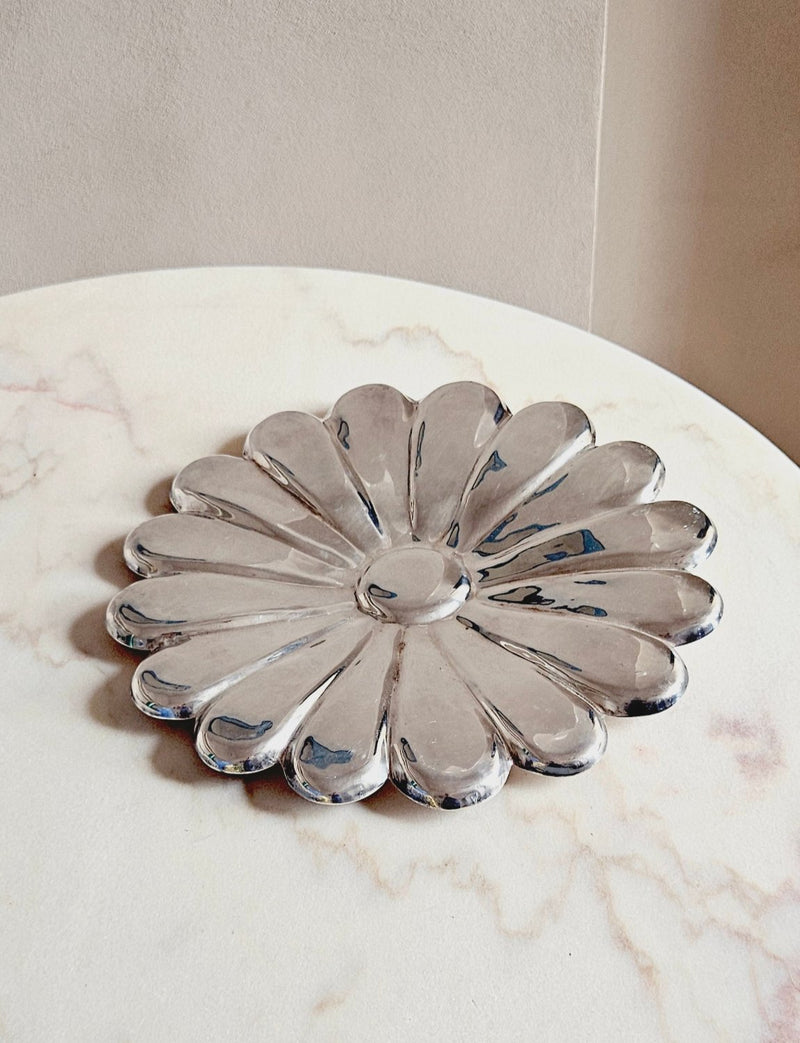 1970s Silver-plated Italian Flower Plate