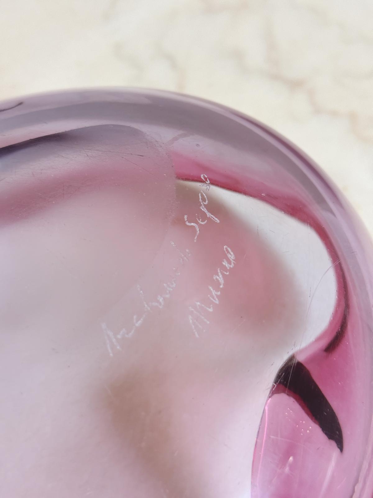 1970s Large Purple Murano Glass Bowl - Signed Archimede Seguso