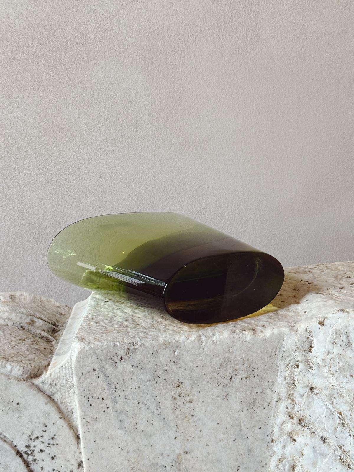 1960s Flavio Poli Olive Sommerso Murano Vase
