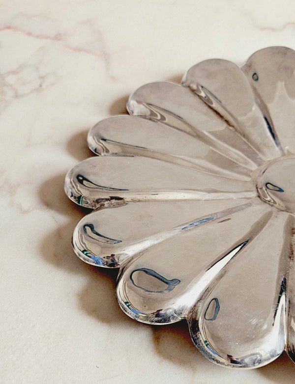 1970s Silver-plated Italian Flower Plate