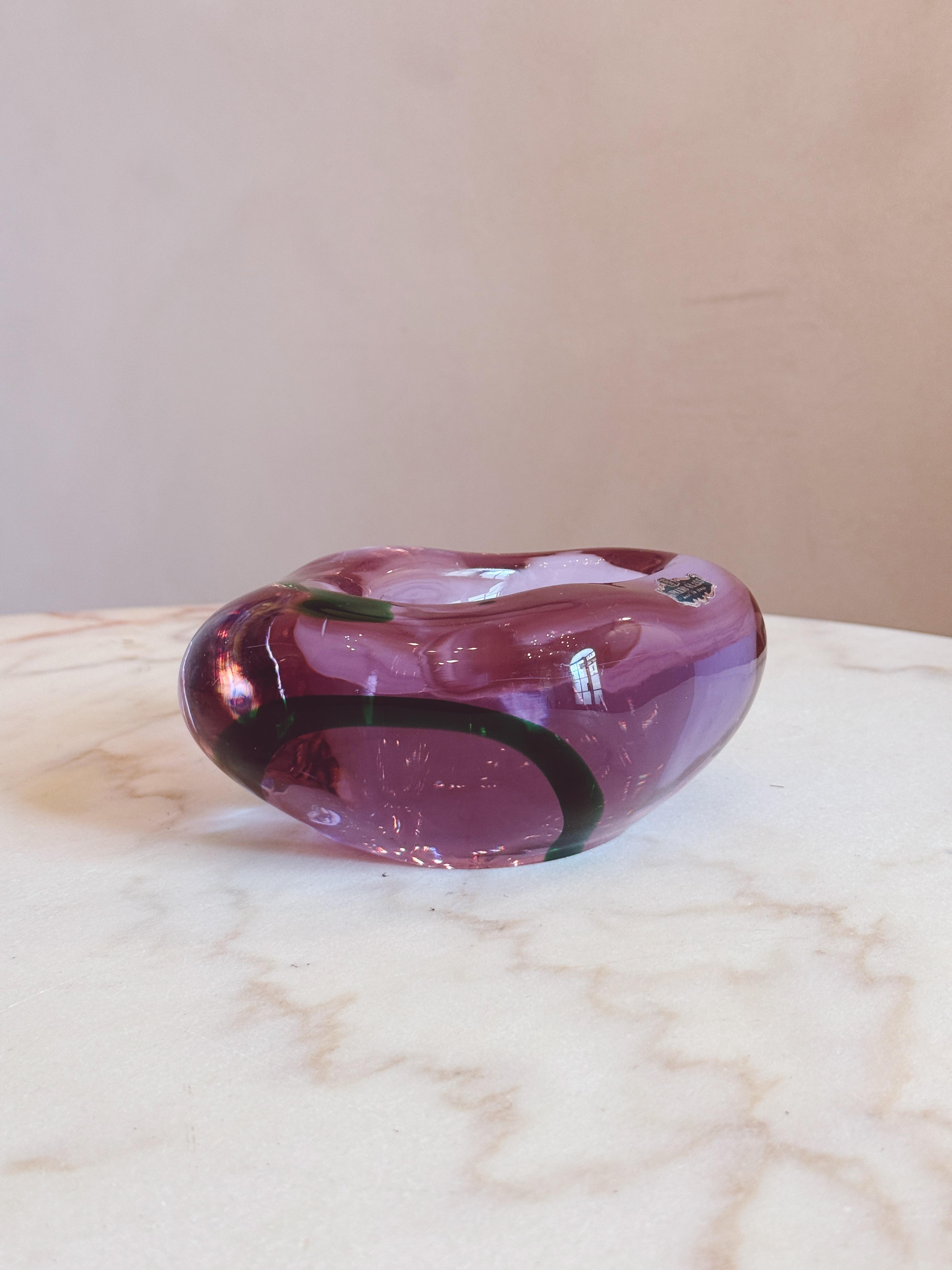 1960s Purple Signed Venini Stone Shaped Bowl