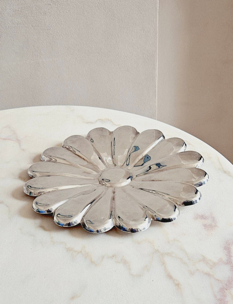 1970s Silver-plated Italian Flower Plate