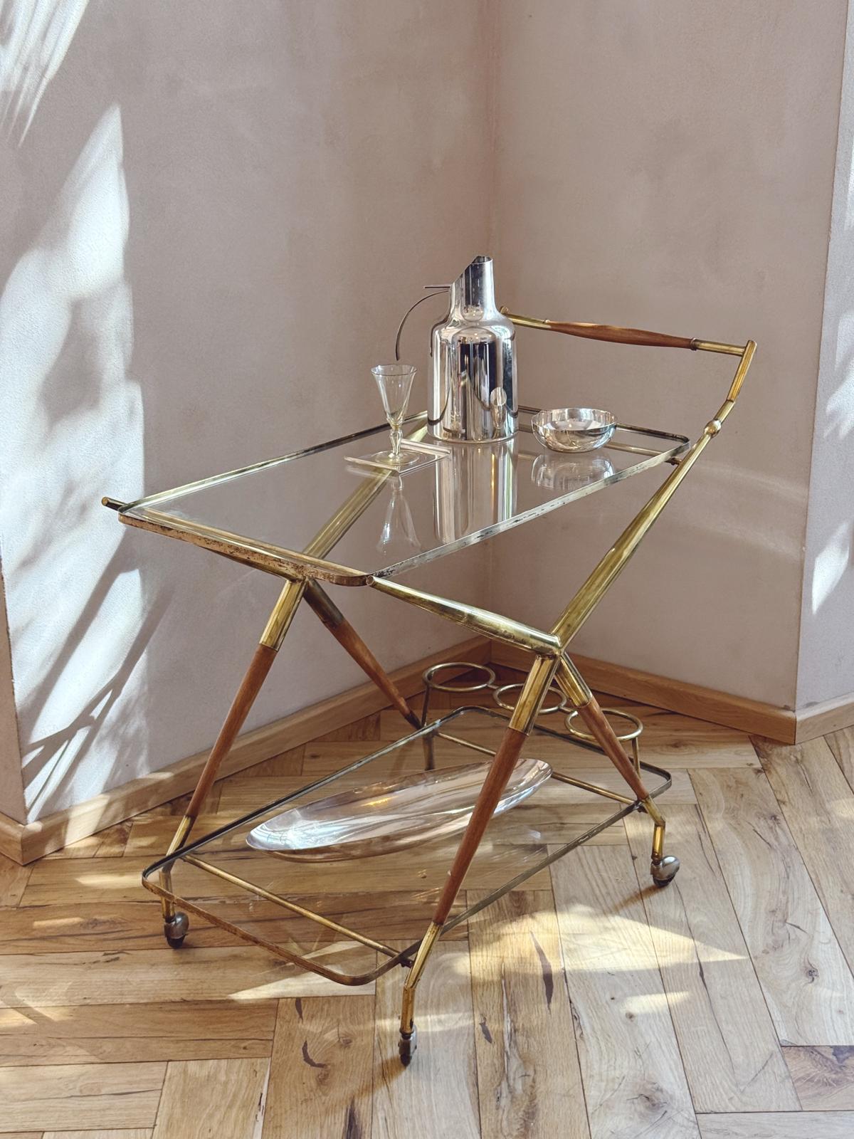 1960s Cesare Lacca Brass Drinks Trolley