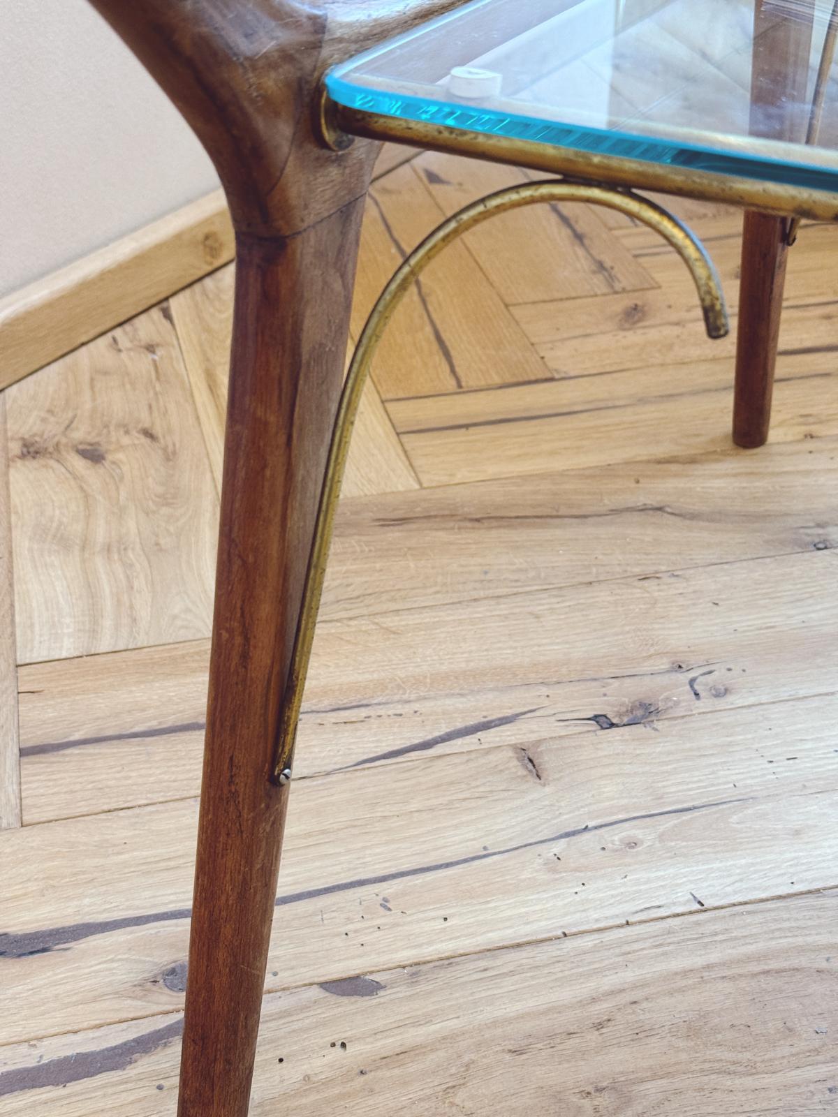 1960s Italian Wood & Glass Side Table