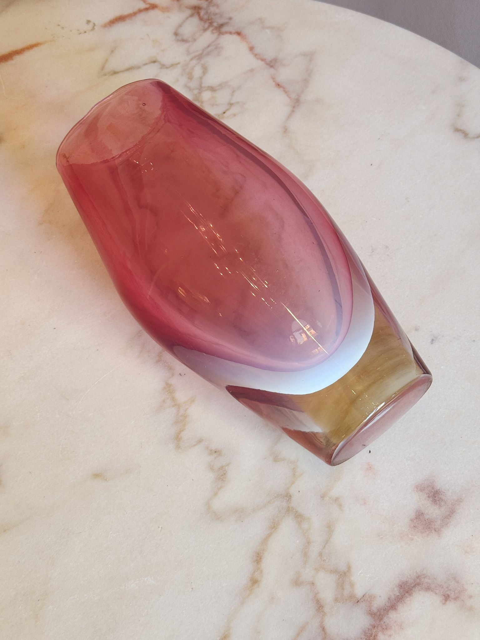 1960s Large Pink Flavio Poli Sommerso Vase