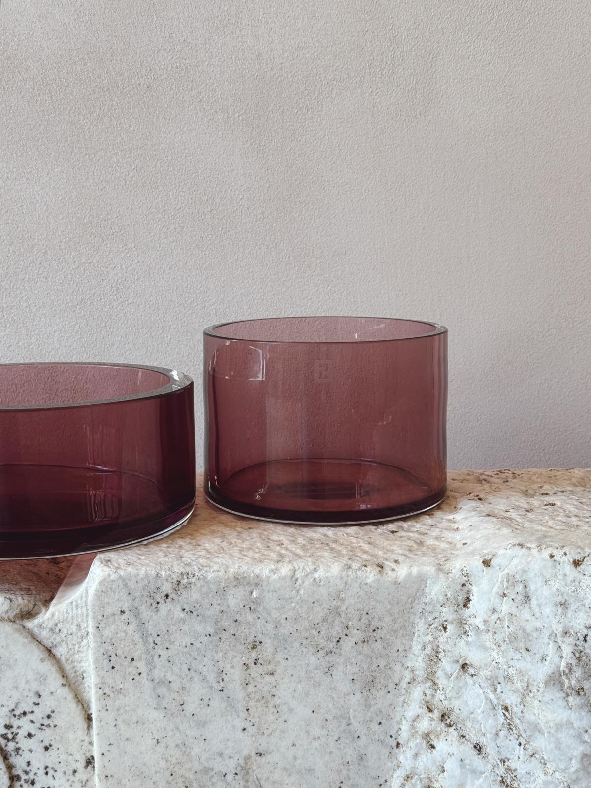 Pair of Murano Glass Dark Pink Bowls - Fendi Casa Archive