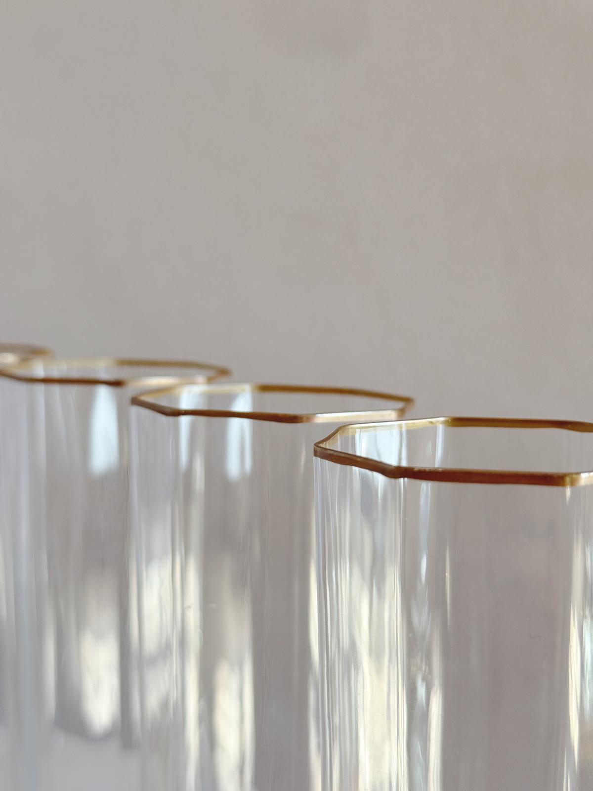 1970s Hand-blown Hexagonal Murano Glasses (Set of 5)