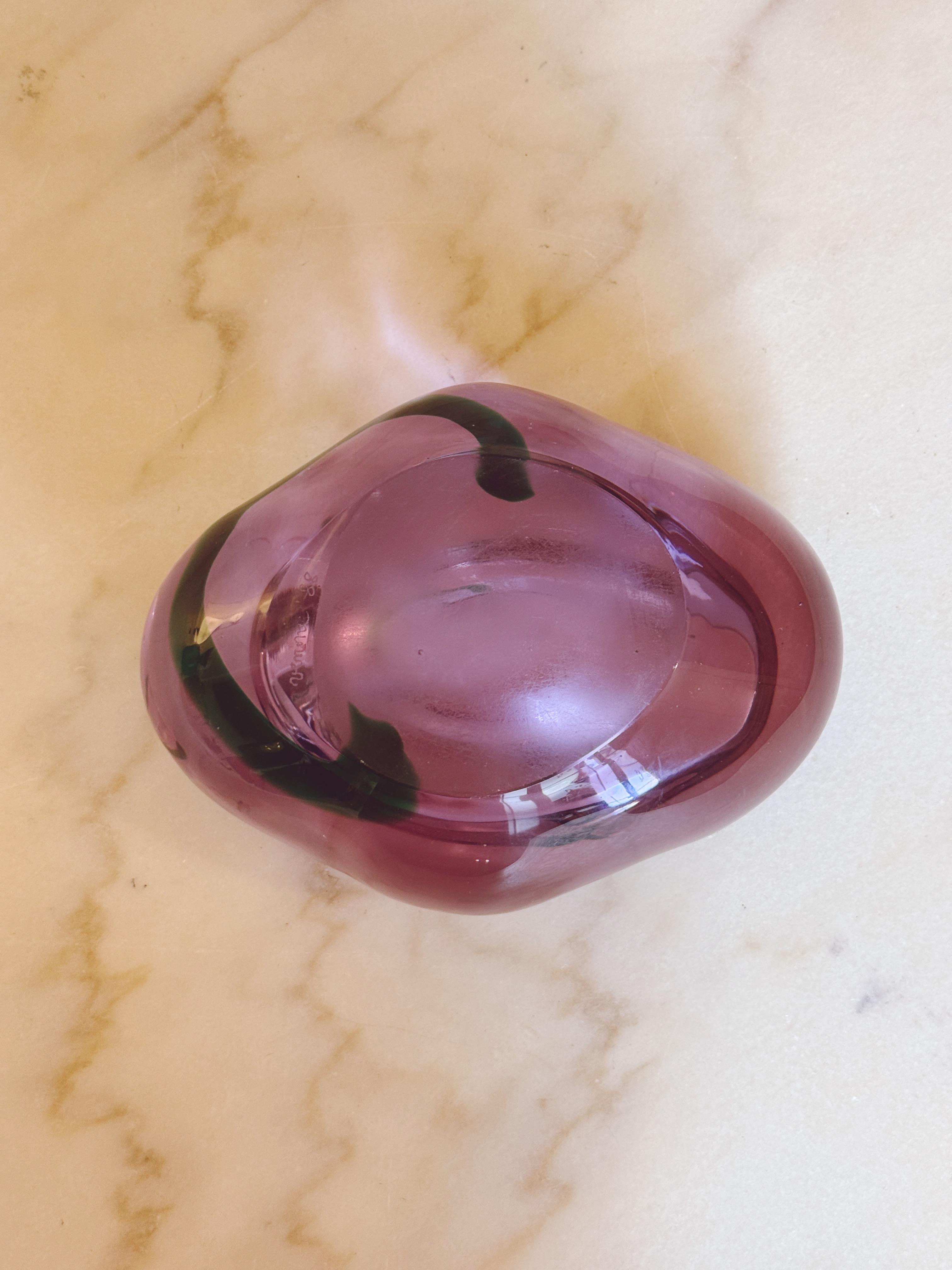1960s Purple Signed Venini Stone Shaped Bowl