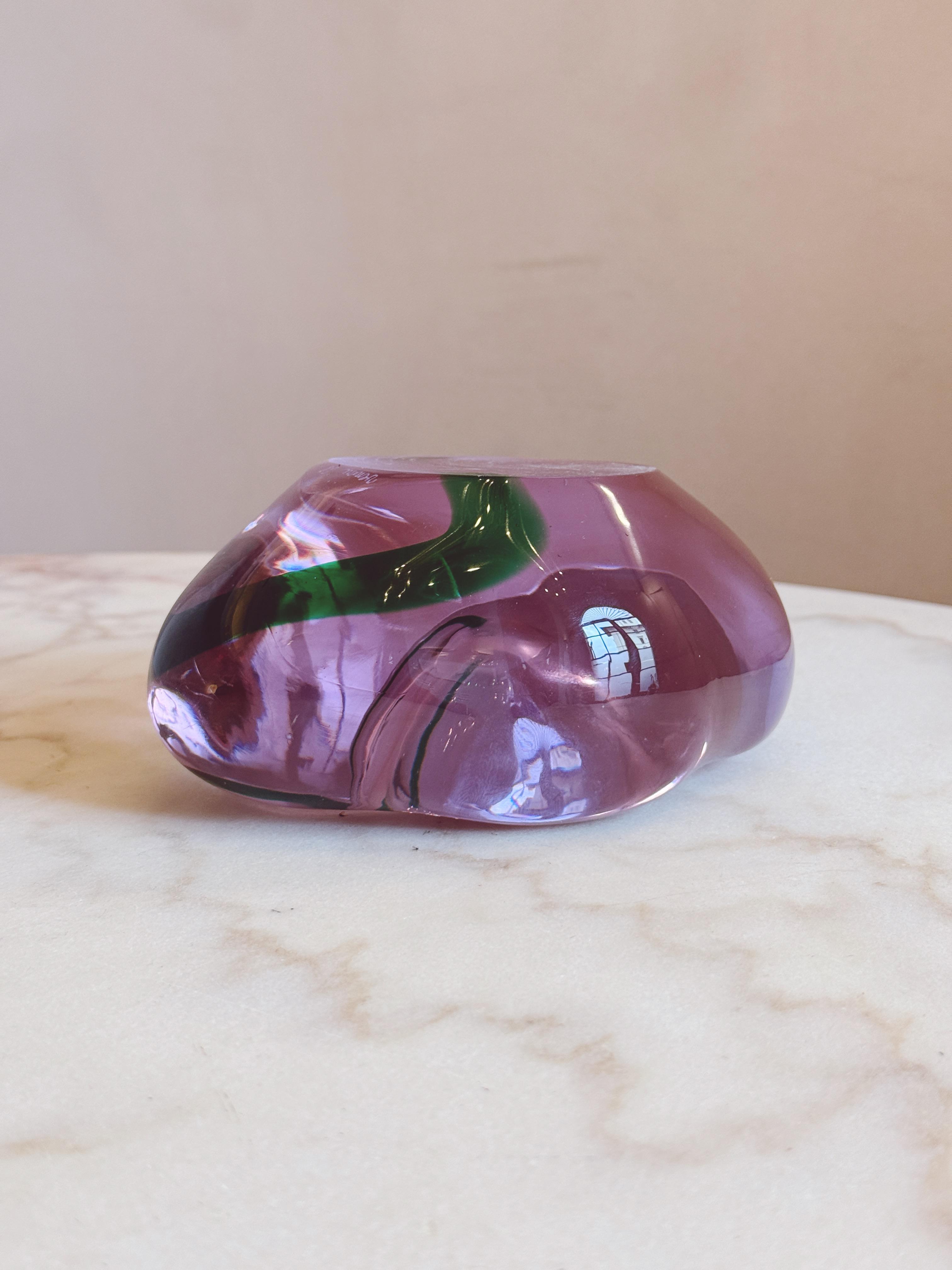 1960s Purple Signed Venini Stone Shaped Bowl