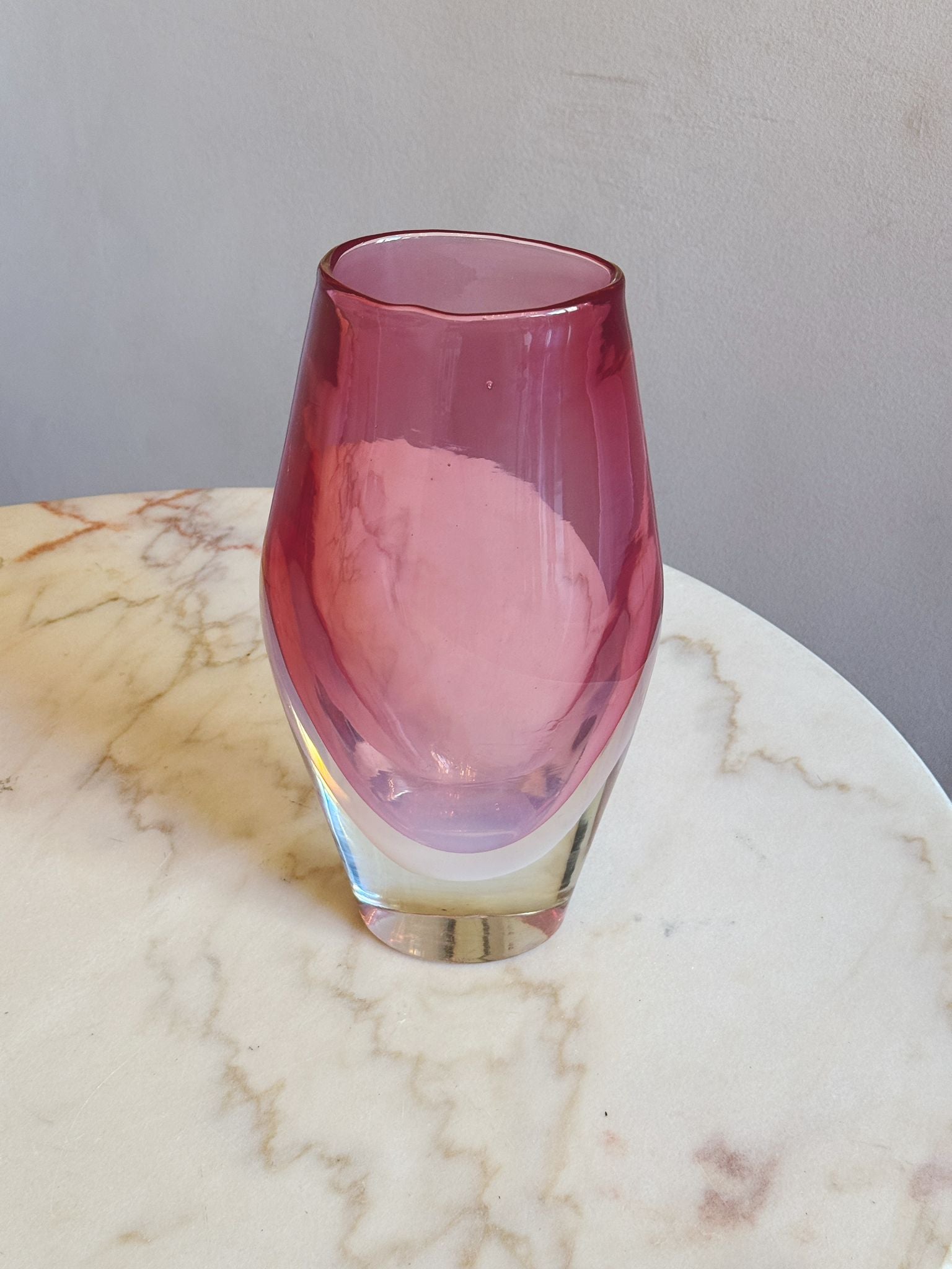 1960s Large Pink Flavio Poli Sommerso Vase