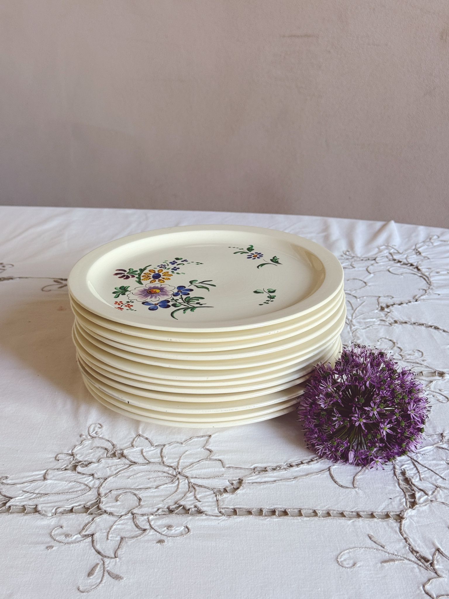1950s Set of 12 Richard Ginori hand-painted Flower Plates