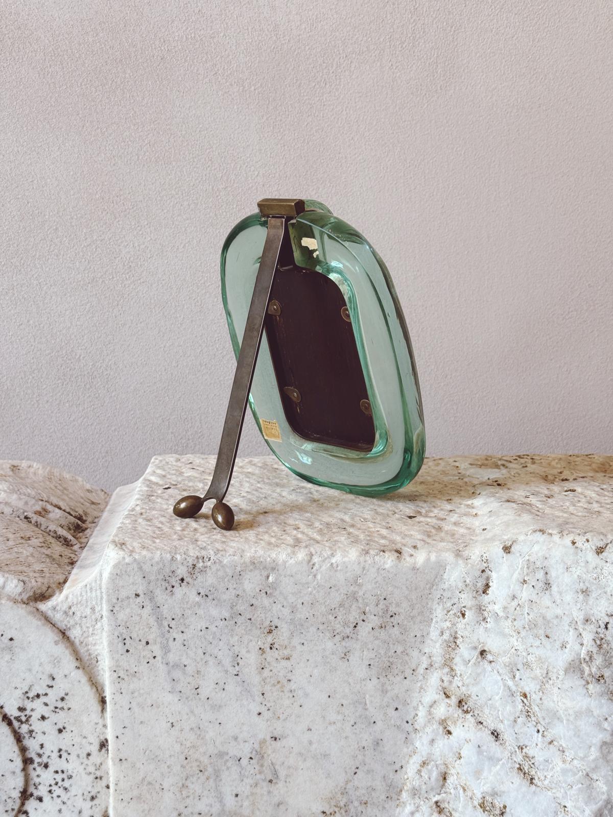 1950s Seguso Turquoise Murano Glass Picture Frame