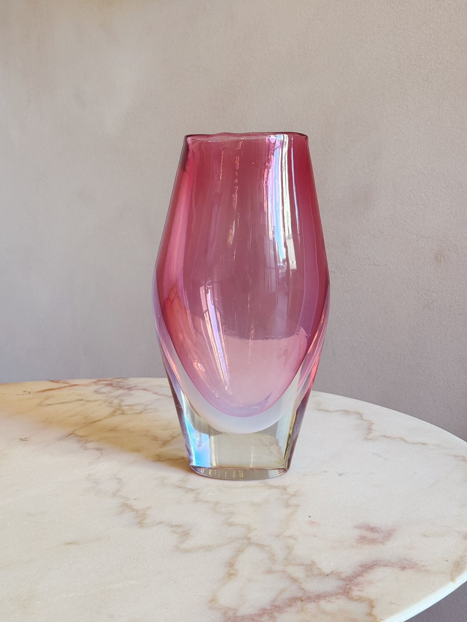 1960s Large Pink Flavio Poli Sommerso Vase