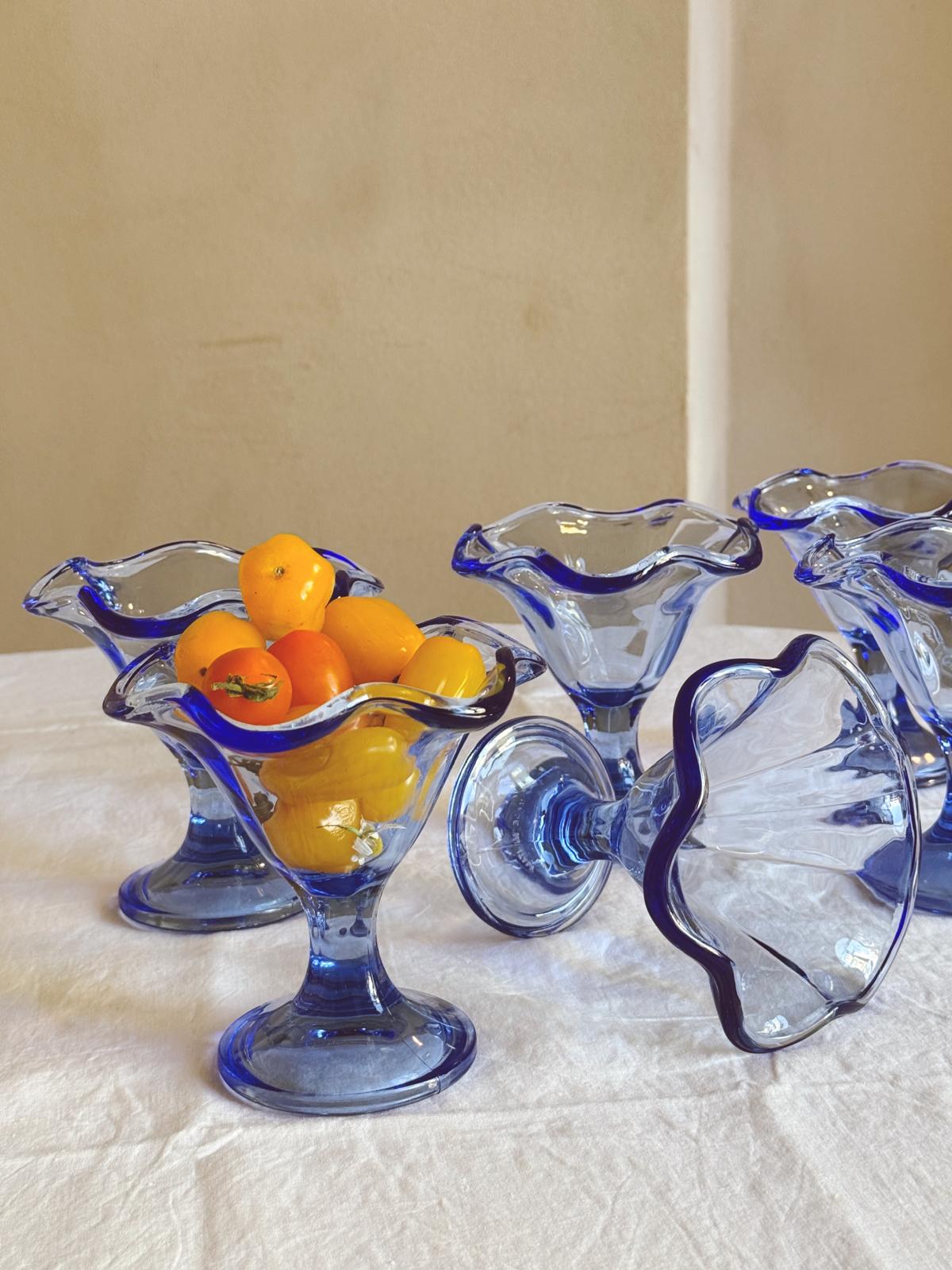 Set of Six Transparent Light Blue Gelato Bowls