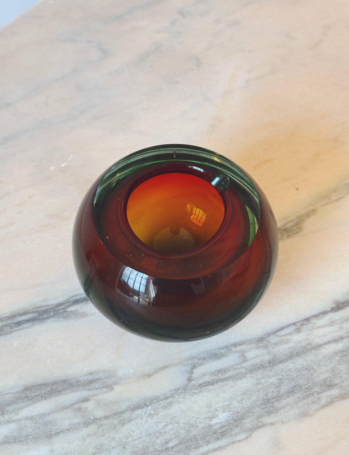 1960s Flavio Poli Red Sphere Bowl