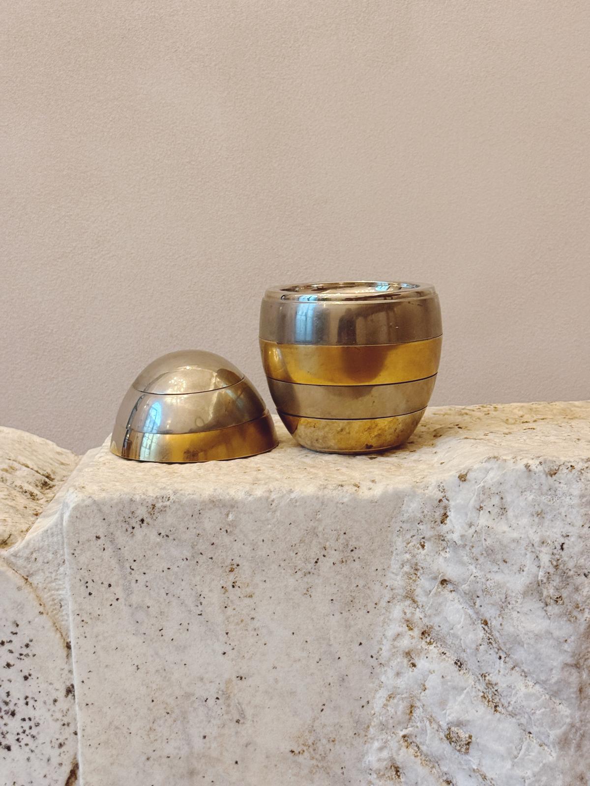 1970s Tommaso Barbi Brass & Silver Egg (Bowls)