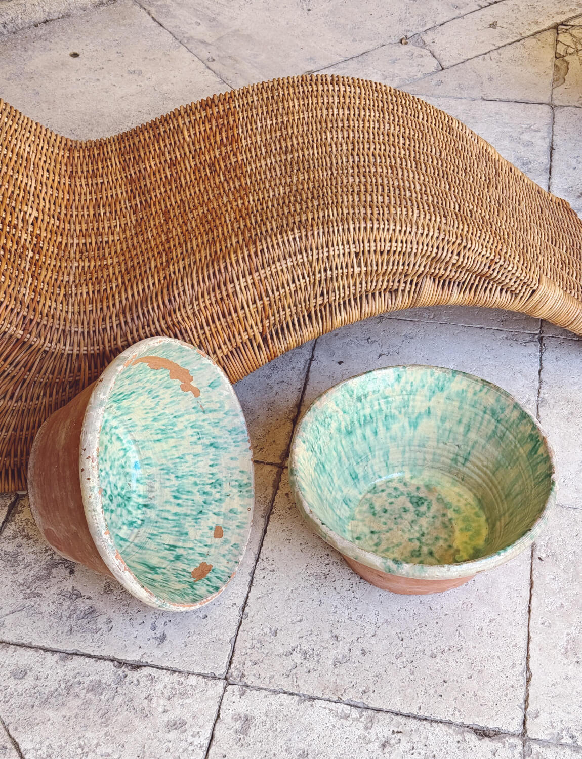 Pair of Turquoise Tuscan Bowls, early 1900s