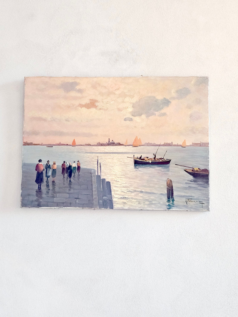 1930s Venezia Oil Painting by Forlenza