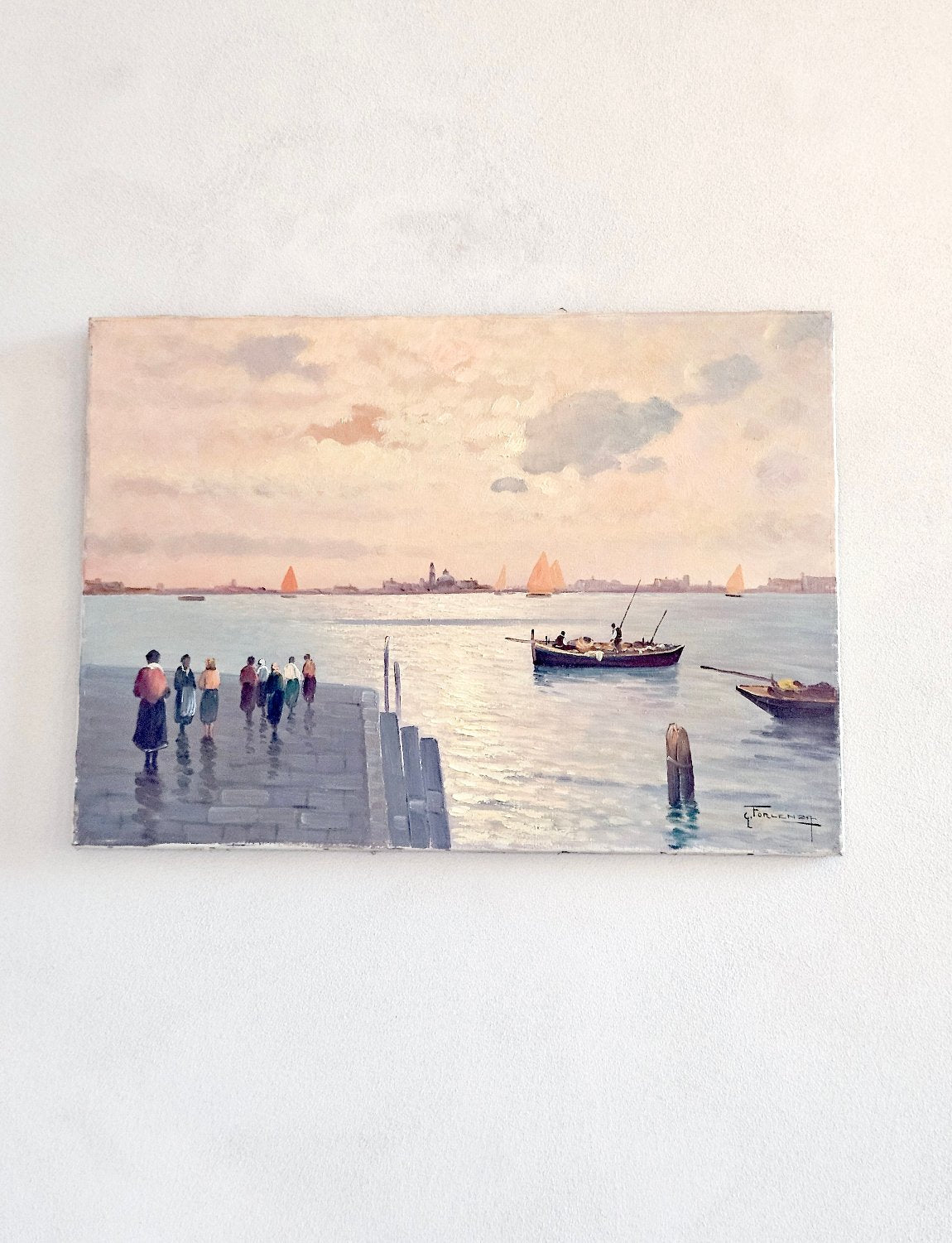 1930s Venezia Oil Painting by Forlenza