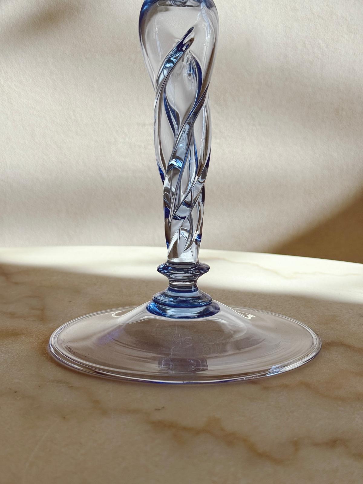 Pair of Hand-Blown Murano Glass Blue and Pink Candelabra by Pauly & Co, 1940s