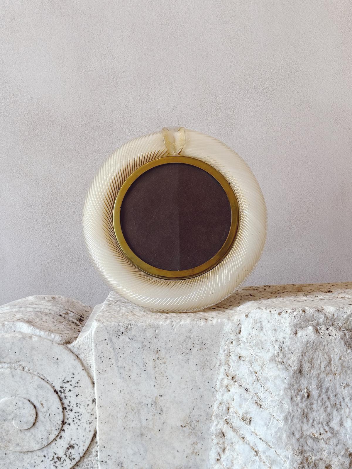 1950s Tomasso Barbi Round Murano Glass Picture Frame