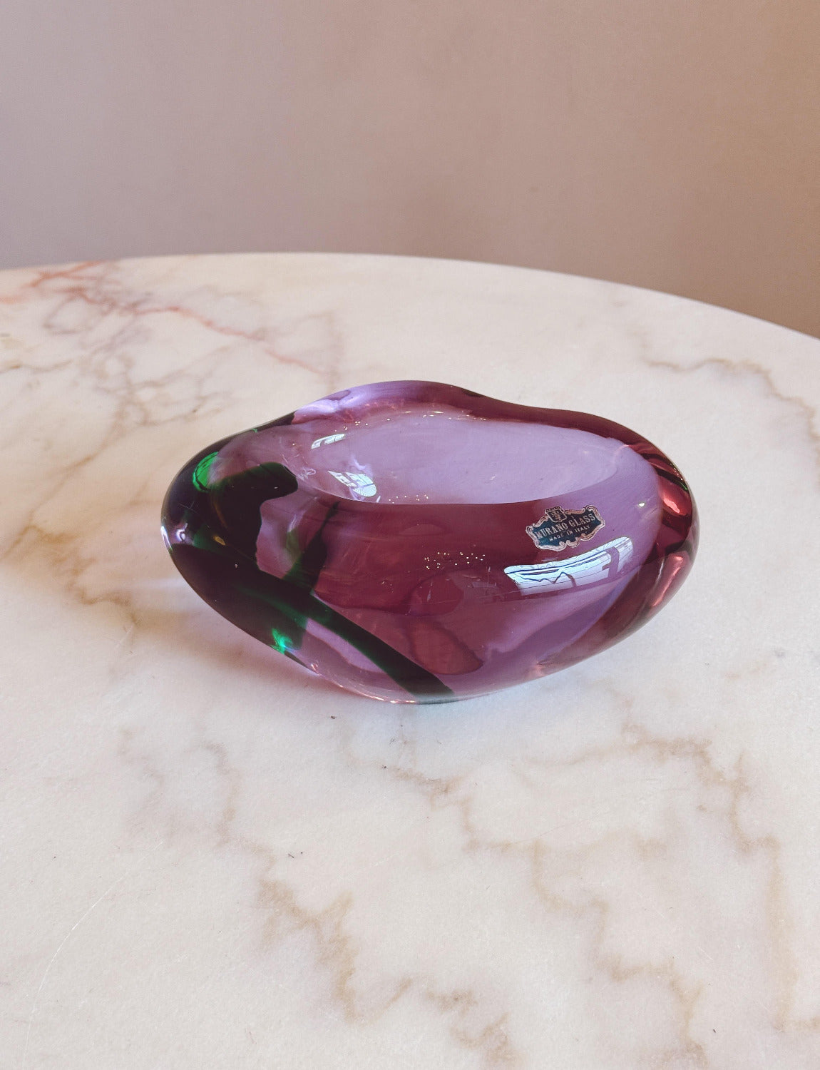 1960s Purple Signed Venini Stone Shaped Bowl