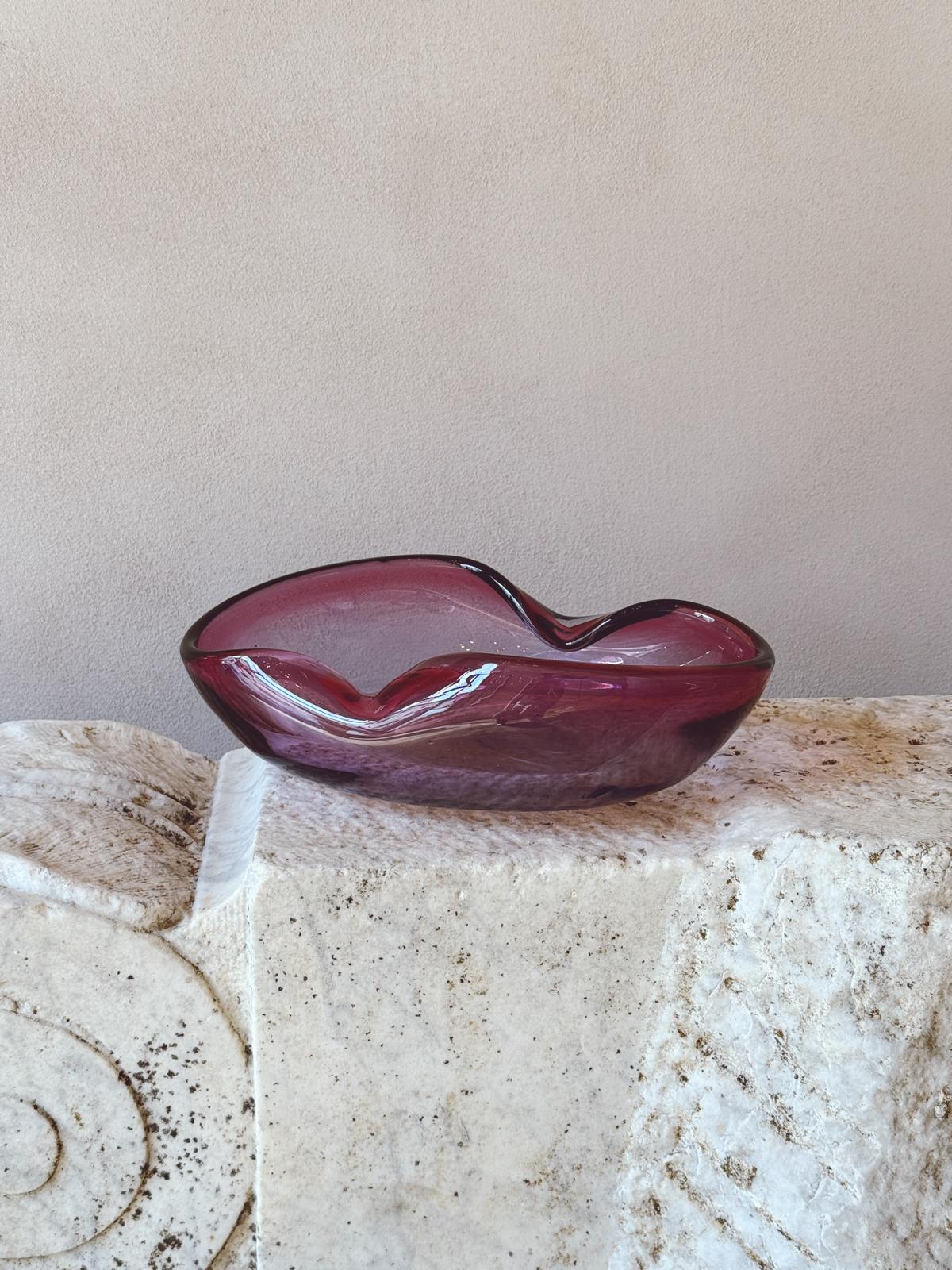 1970s Large Purple Murano Glass Bowl - Signed Archimede Seguso