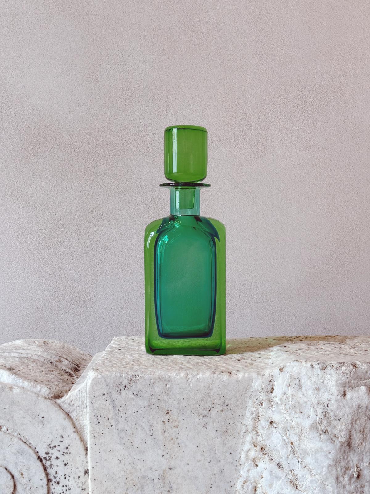 1950s Hand-blown Green Cenedese Bottle