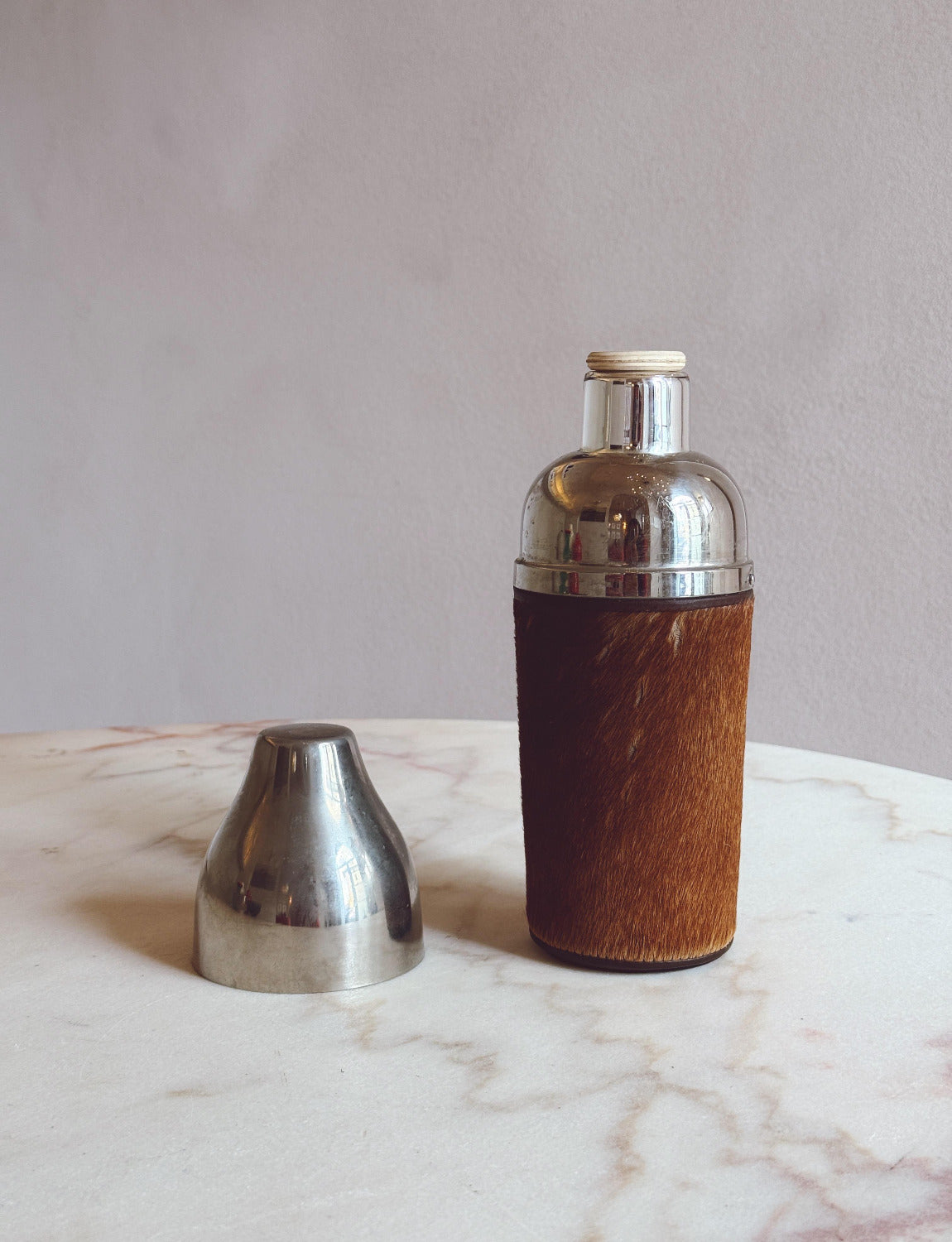 1960s Silver and animal hide Thermos - attributed Gucci