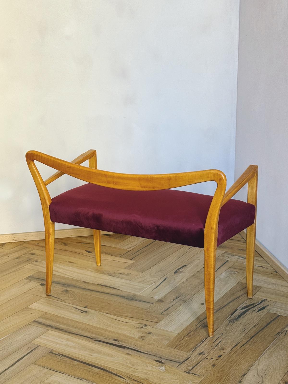 Pair of 1940s Guglielmo Ulrich Chairs in Burgundy Velvet