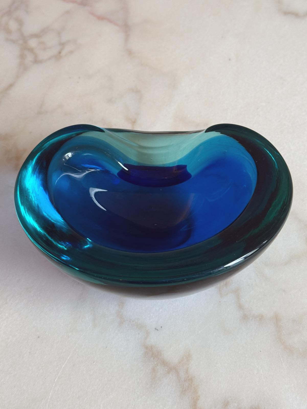 1960s Bright Blue Murano Glass Bowl
