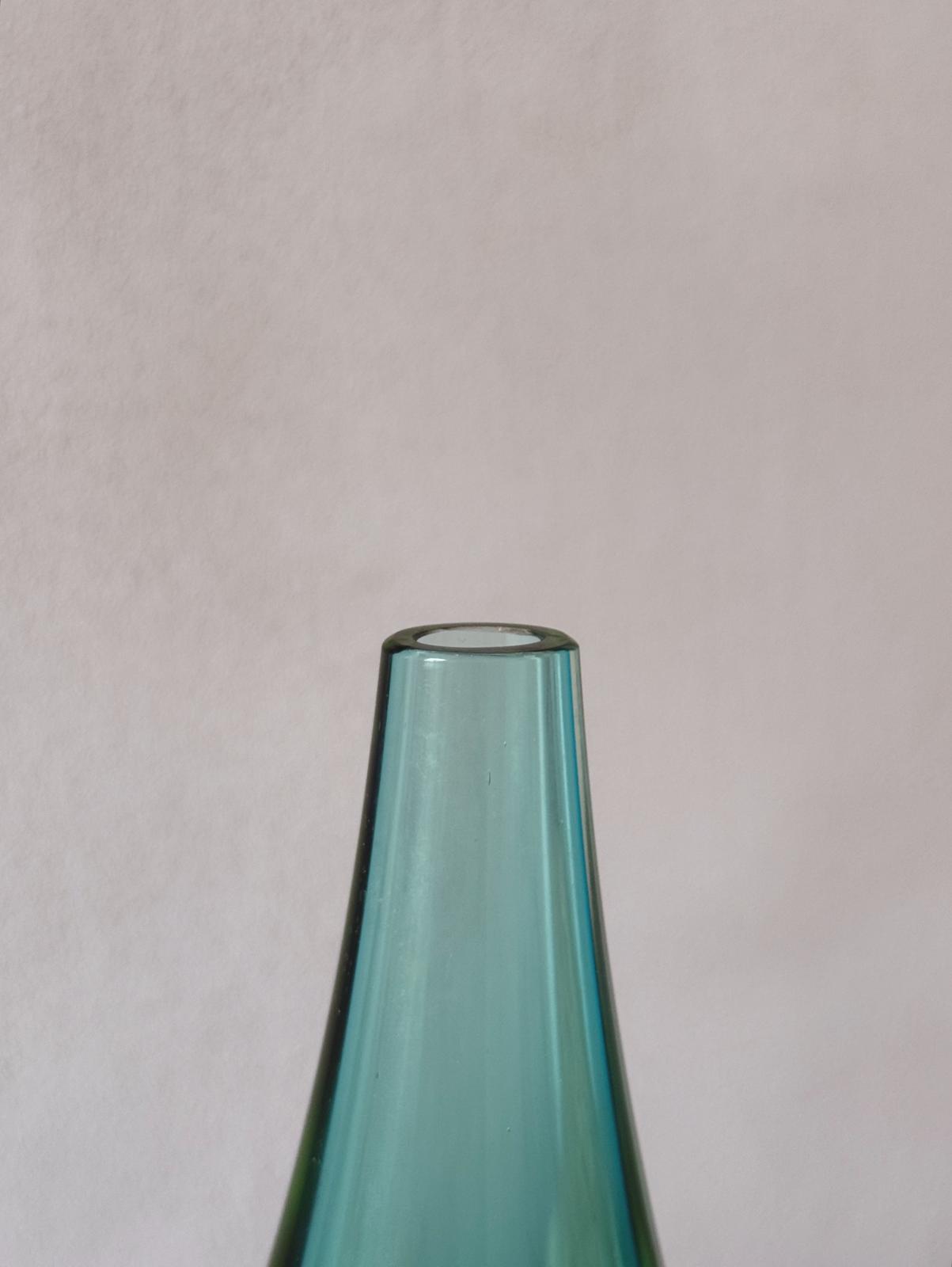 1960s Flavio Poli Sommerso and Green Tear Drop Vase