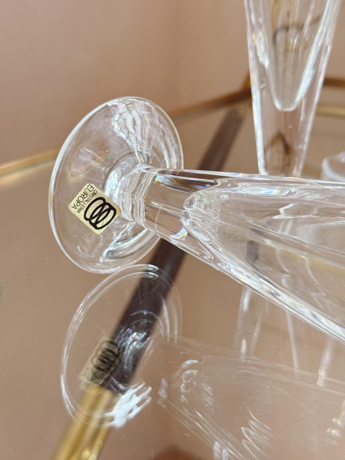 1970S Gold rimmed crystal prosecco flutes (Set of 6)